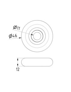 Roulette 46 mm sans Axe avec roulement à billes Ø11 2