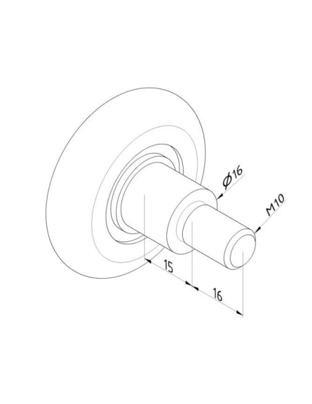 Roulette 46 mm Axe court avec vis métrique M10 Ø16