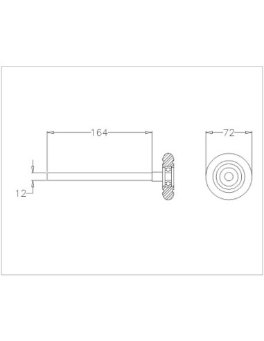 Roulette 72 mm Axe long avec roulement de précision Ø12