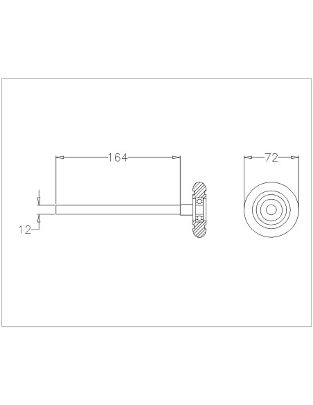 Roulette 72 mm Axe long avec roulement de précision Ø12