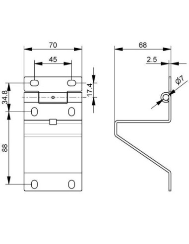 Kit charnière latérale réglable et support de roulette 11 mm
