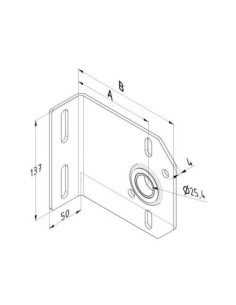 Palier intermédiaire 190 mm avec roulement côté face en acier galvanisé Ø25,4