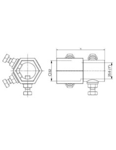 Pièce d'accouplement fixe hexagonale 76 mm en acier moulé galvanisé Ø32