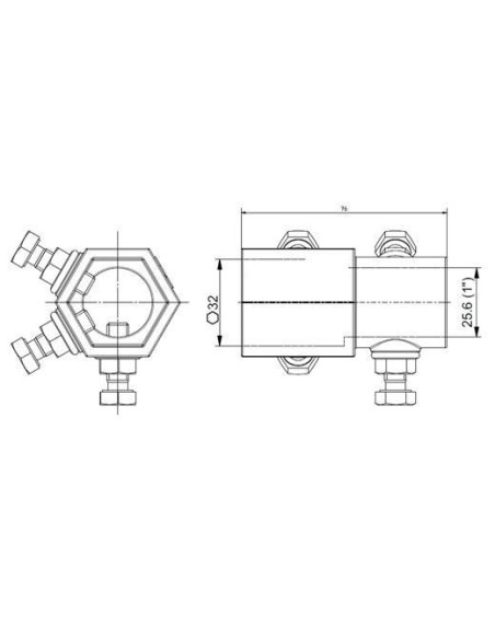 Pièce d'accouplement fixe hexagonale 76 mm en acier moulé galvanisé Ø32