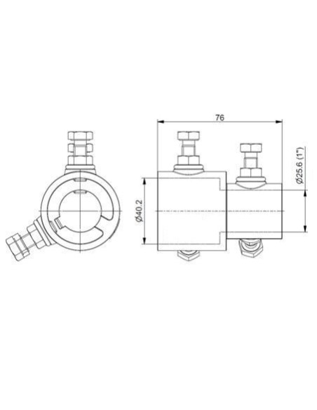 Pièce d'accouplement fixe 76 mm en acier moulé galvanisé Ø40,2