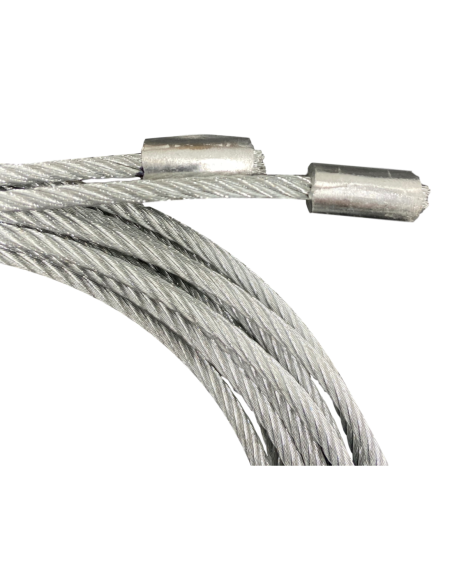 Câble en acier Ø3 assemblé des 2 côtés avec cosse pour porte sectionnelle par paire