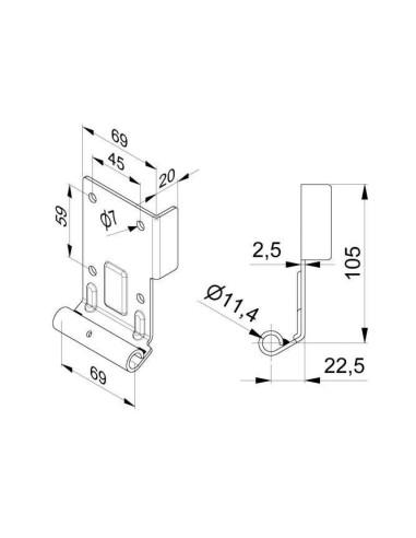 Plaque de base 22,5 mm par paire