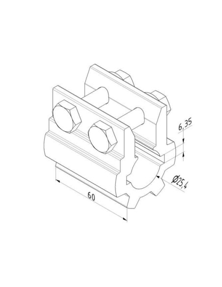 Pièce d'accouplement fixe 60 mm en aluminium