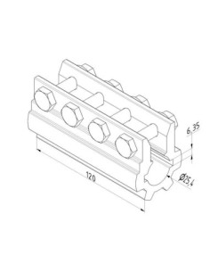 Pièce d'accouplement fixe 120 mm en aluminium