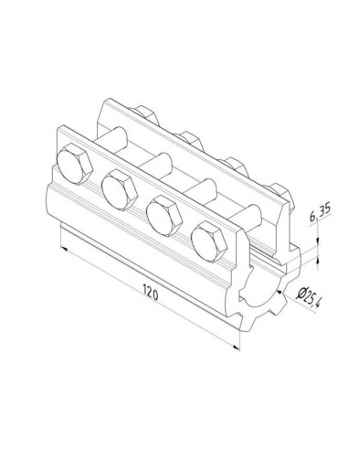 Pièce d'accouplement fixe 120 mm en aluminium
