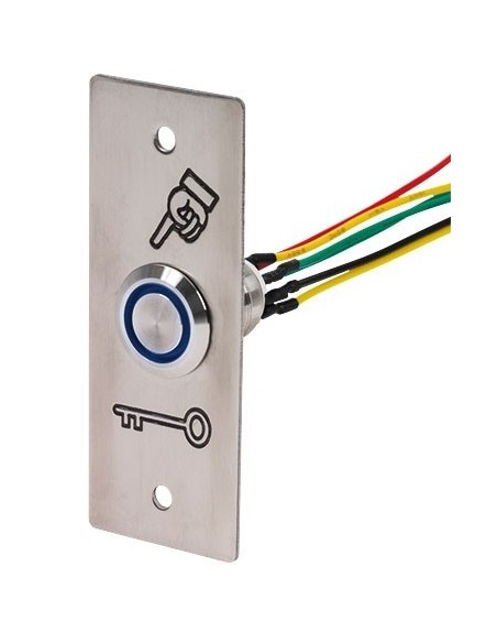 Bouton poussoir Inox 19 mm bleu + gaine thermo Sewosy PB19NO