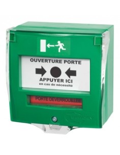 Déclencheur manuel vert 2 contacts avec capot Version FR Sewosy DMV2C