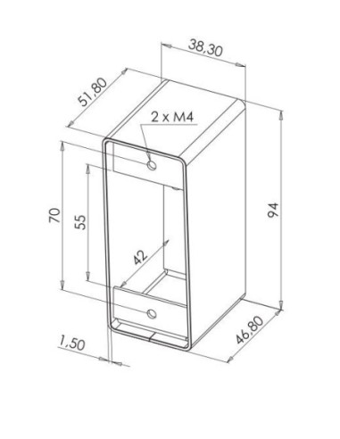 Boîtier applique pour gamme bouton poussoir Inox sur plaque étroite Sewosy PBHI1