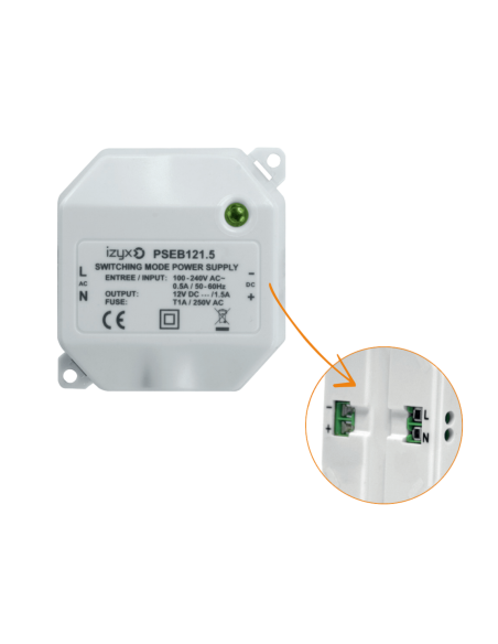 Alimentation miniature bornes à vis 230V AC/ 12V DC/ 1,5A  Izyx PSEB121.5