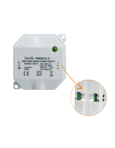 Alimentation miniature bornes à vis 230V AC/ 24V DC/0.75A Izyx PSEB240.75