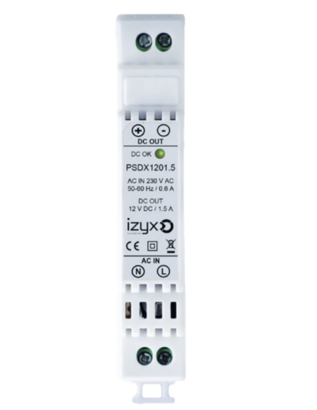 Alimentation rail DIN 1M 230V AC/ 12V DC/ 1,5A Izyx PSDX1201.5