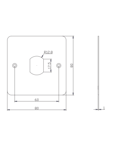 Plaque 80 x 80 mm perçage tête VIGUK Izyx SSP225VGK/T25