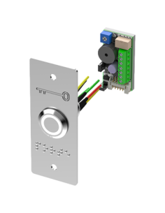 Bouton poussoir inox avec plaque d'encastrement et braille porte led bicolore Sewosy PB19VB_BBL-E