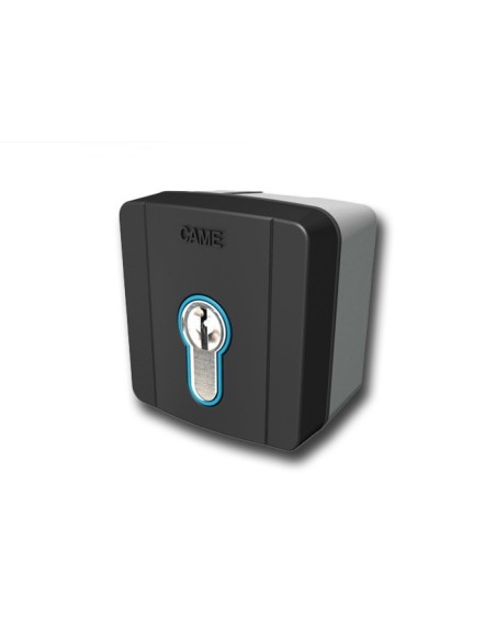 Contacteur à clé extérieur Came 806SL-0050 avec rétro-éclairage bleu avec cylindre serrure DIN.